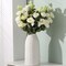 Modern White Ceramic Flower Vase – Textured Medium Tall Decorative Vase for Kitchen, Office, Living Room, Bookshelf & Mantel Decor